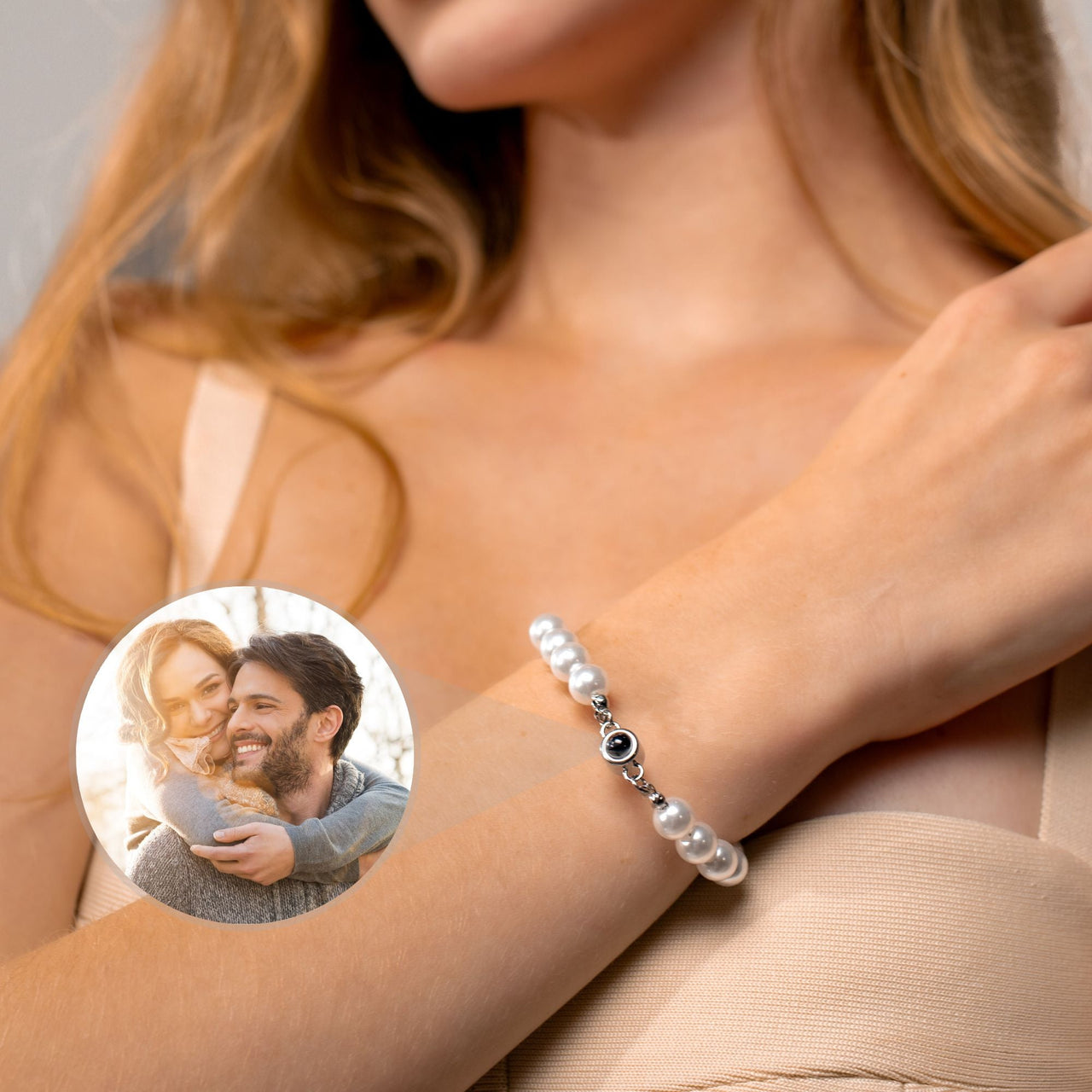 Beaded Personalized Photo Bracelet - Personalized Gift - Custom Jewelry - Custom Bracelet Picture - Personalised Photo Gift Bracelet Silver Brother & Sisters