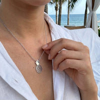 Thumbnail for Ananas kette — getragen, echte Größe, Silber | SKU: 8050907-white-gold