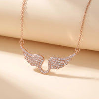 Thumbnail for Pave Angel Wings Necklace, rose gold | SKU: 42002-rose-gold