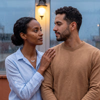 Thumbnail for Woman wearing the silver necklace with her partner | SKU: 42002-silver