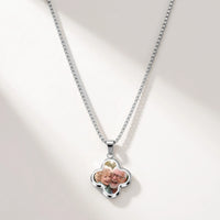 Thumbnail for Secret Clover Photo Necklace in silver, four-leaf clover pendant on a box chain showing the hidden photo | SKU: TPH-CLVN-SILVER