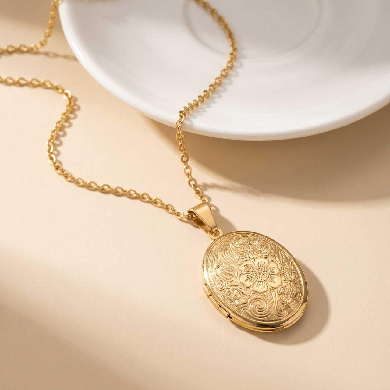 Florale Foto-Medaillon-Kette