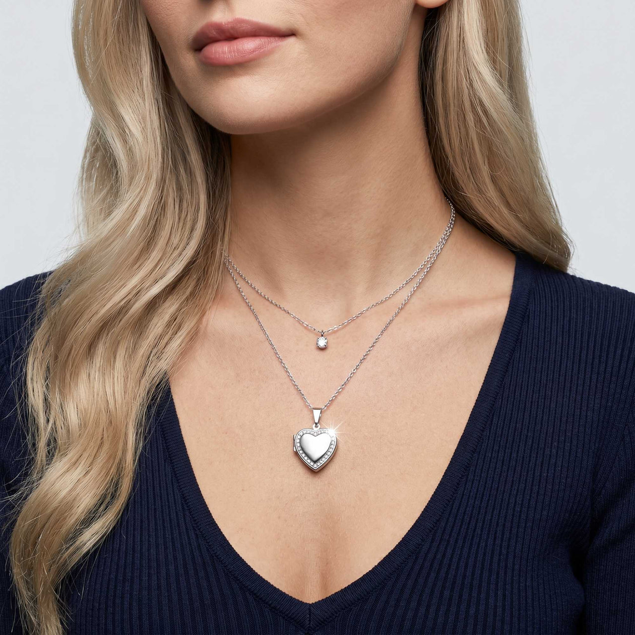 Kristall-Herz-Medaillon Halskette mit Foto