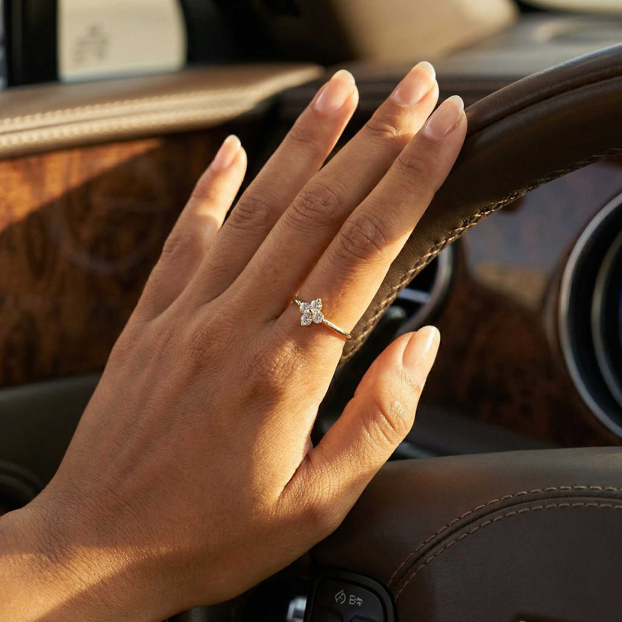 Kristall Blumen Ring