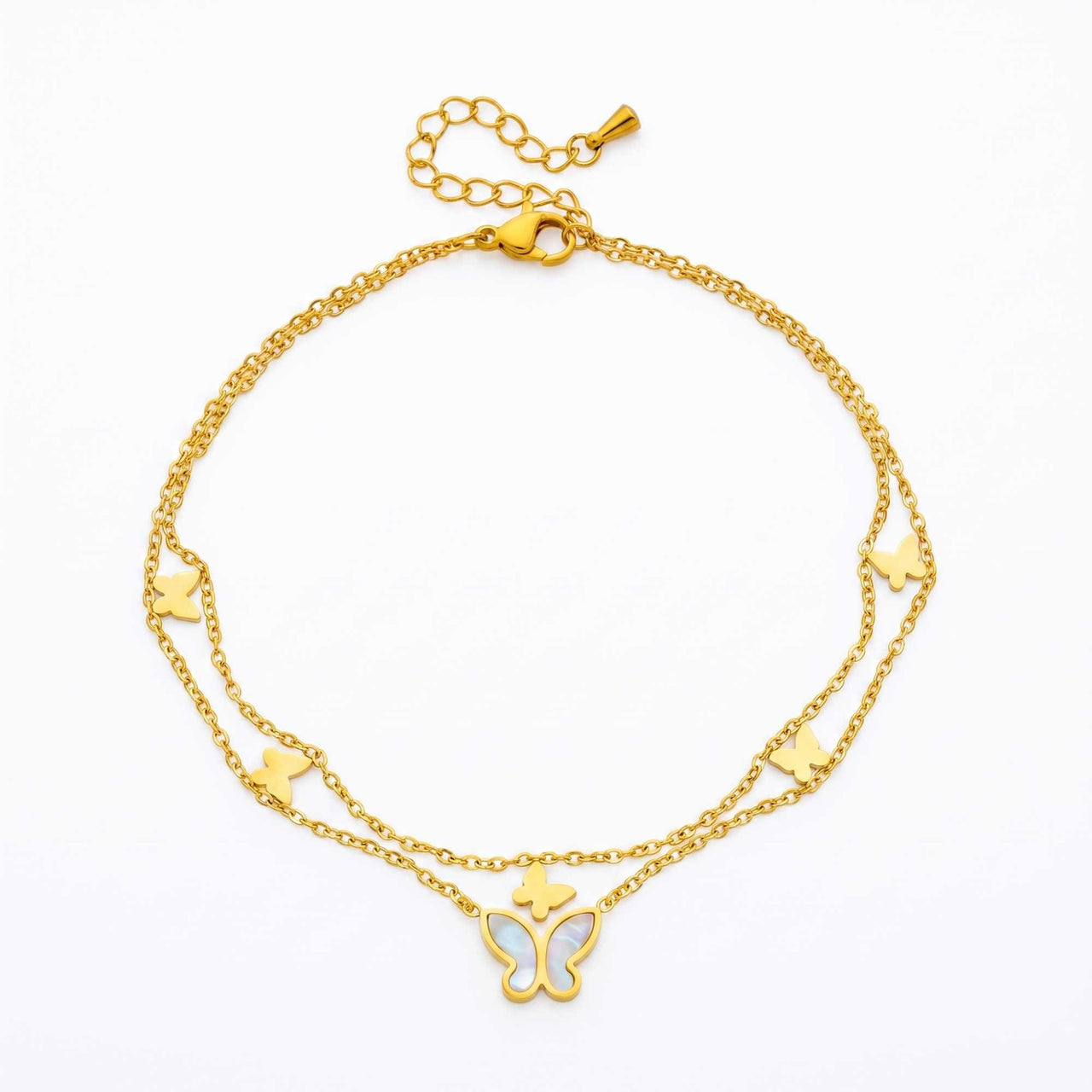 Fußkettchen Gold Schmetterling Perlmutt