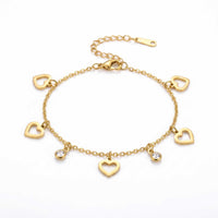 Thumbnail for Fußkettchen Gold Herz & Kristall