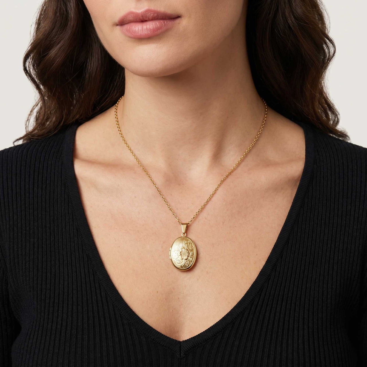 Florale Foto-Medaillon-Kette