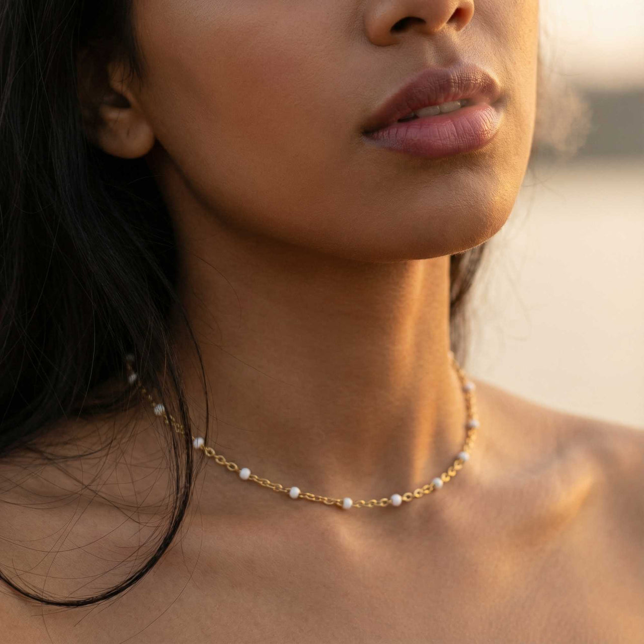 Weiße Perlen Choker