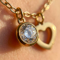 Thumbnail for Fußkettchen Gold Herz & Kristall