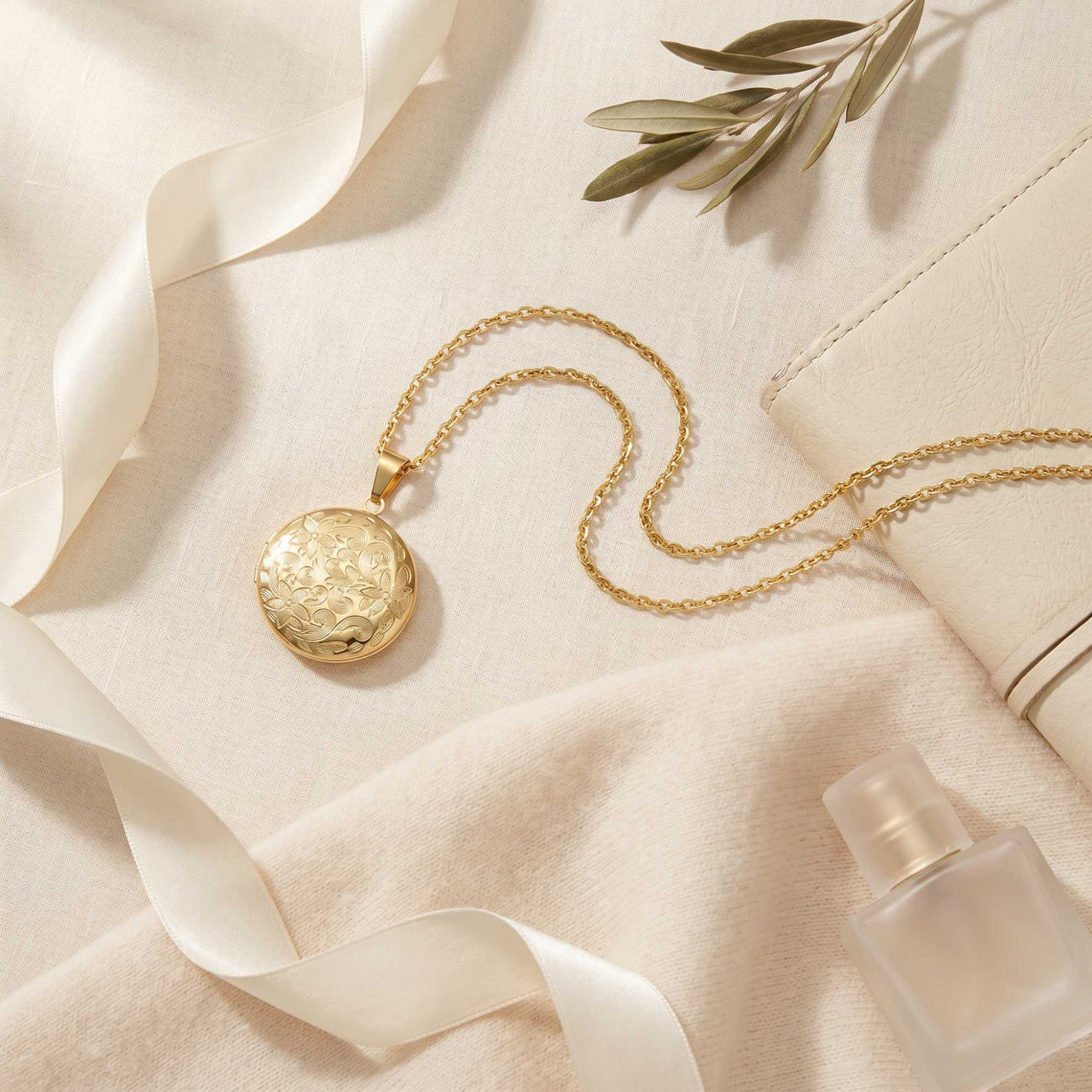 Blumen-Runde Foto-Medaillon-Kette