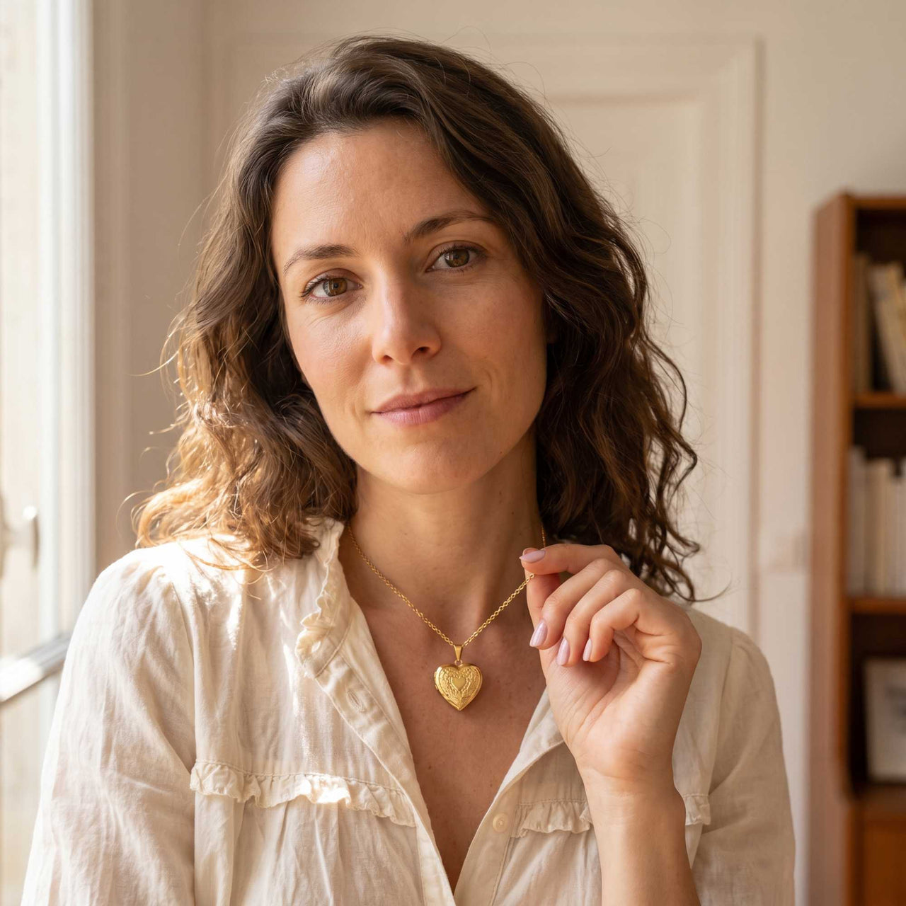 Blumen-Herz-Medaillon Halskette mit Foto