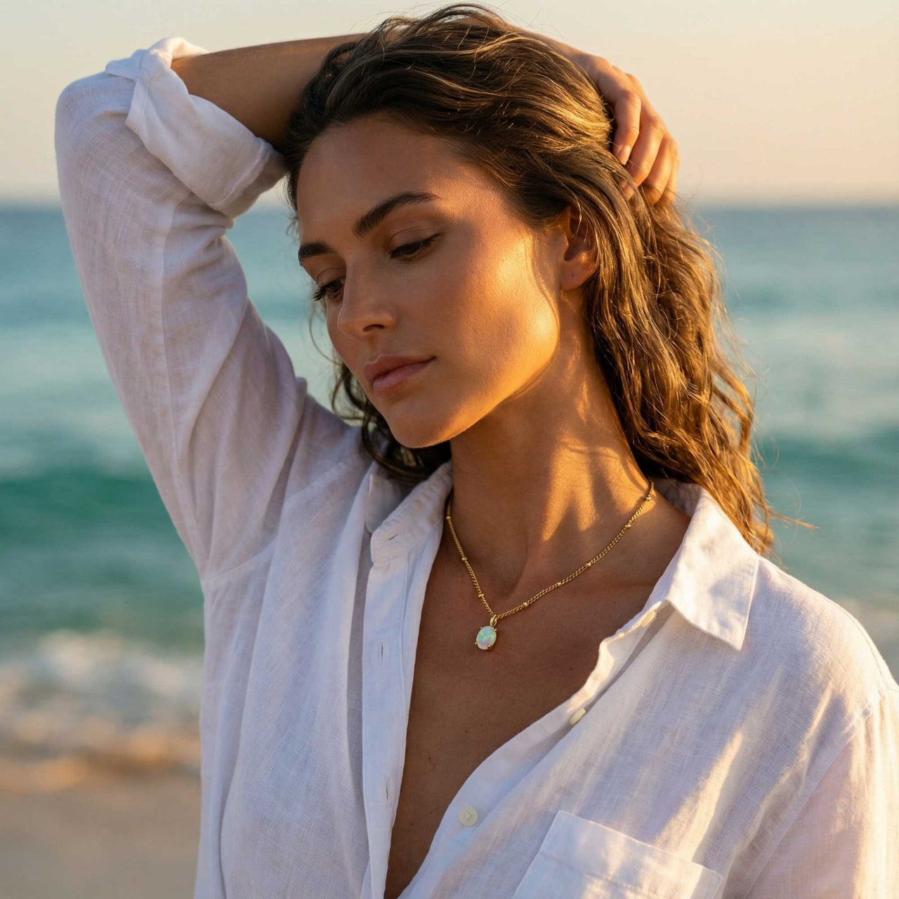 Opal Anhänger Halskette