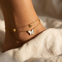 Thumbnail for Fußkettchen Gold Schmetterling Perlmutt