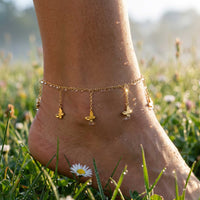 Thumbnail for Siena Fußkettchen Gold mit Schmetterlingen