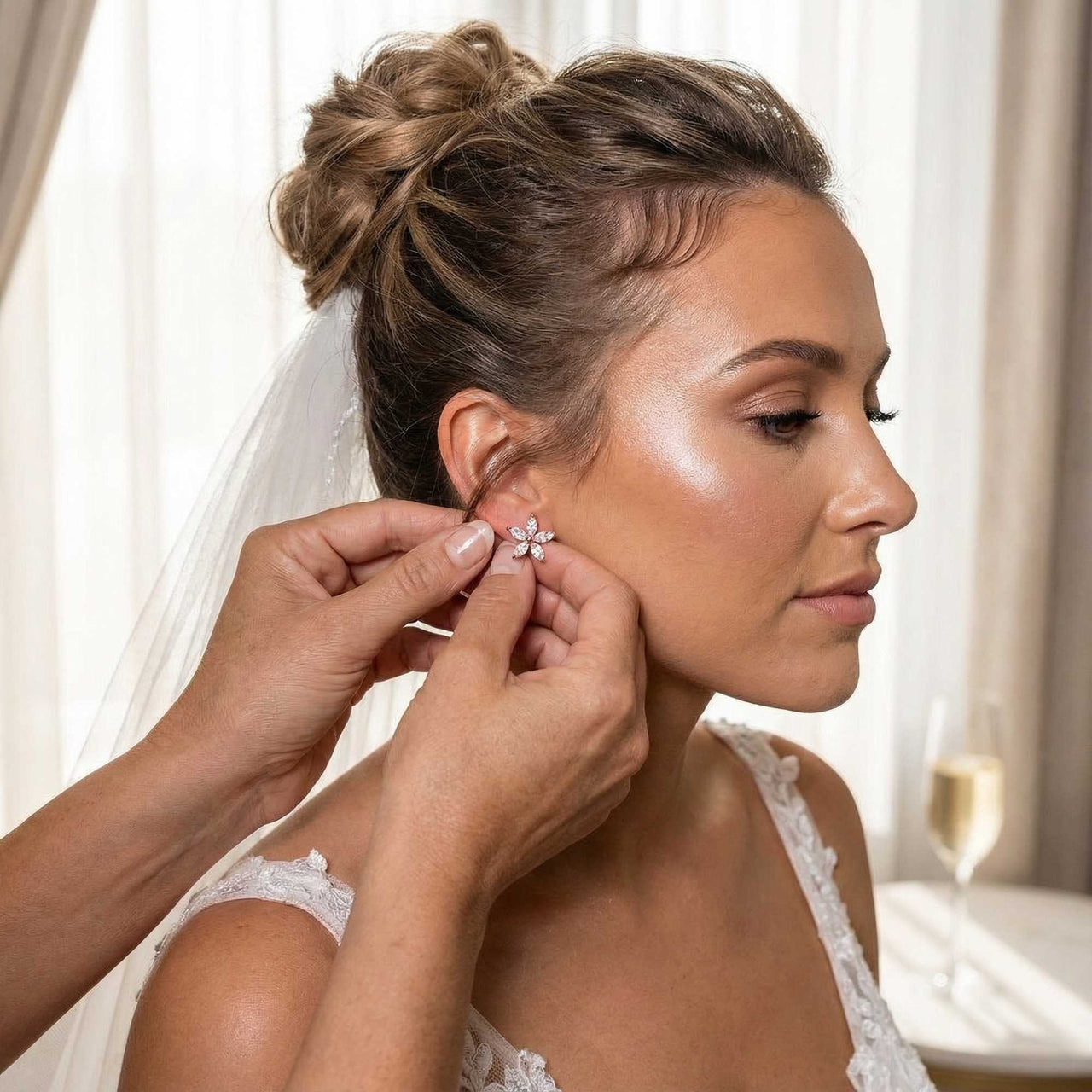 Kristall Blumen Ohrstecker 