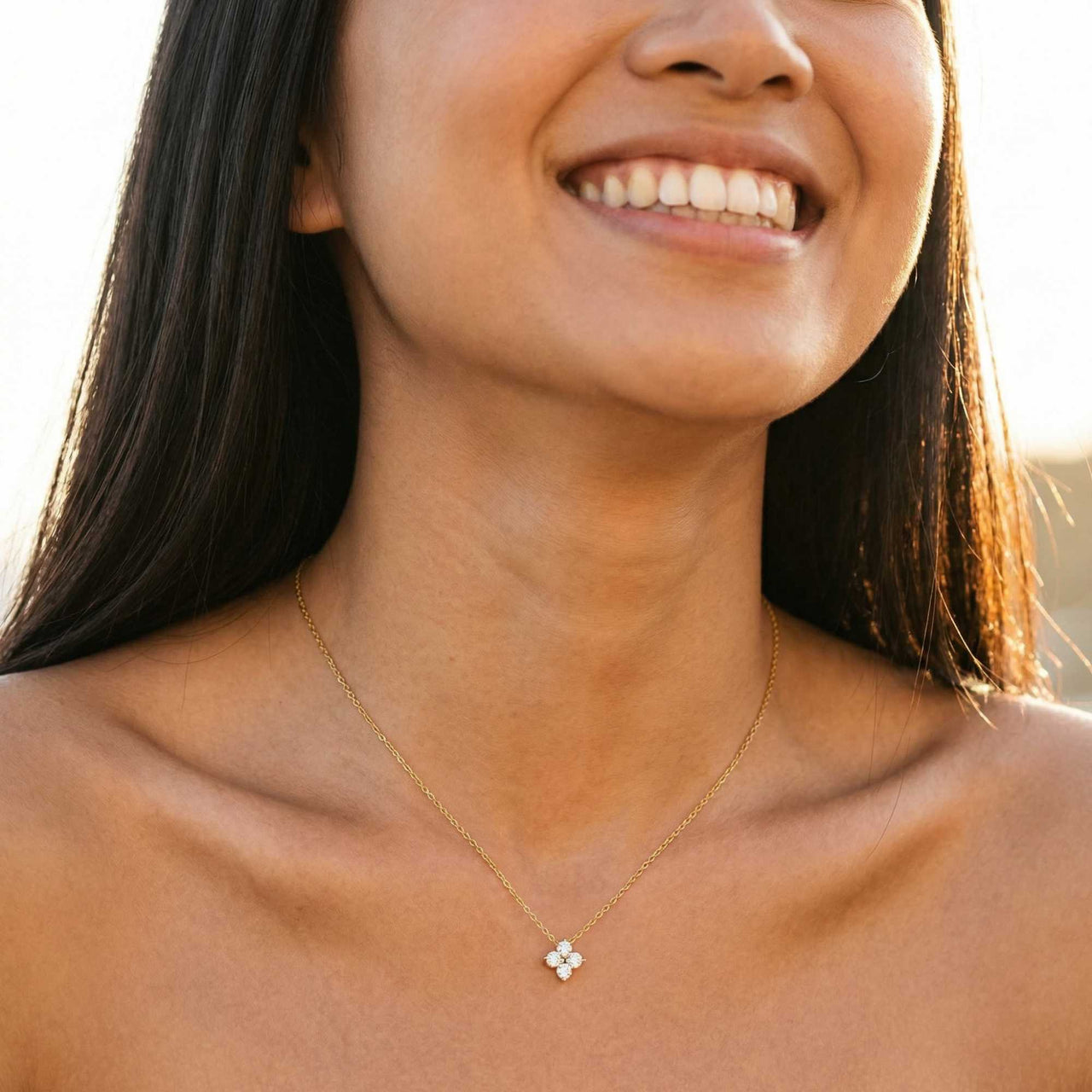 Kristall Blumen Anhänger Kette