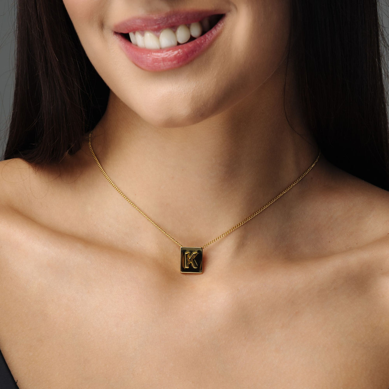 Collier Lettre Rectangle