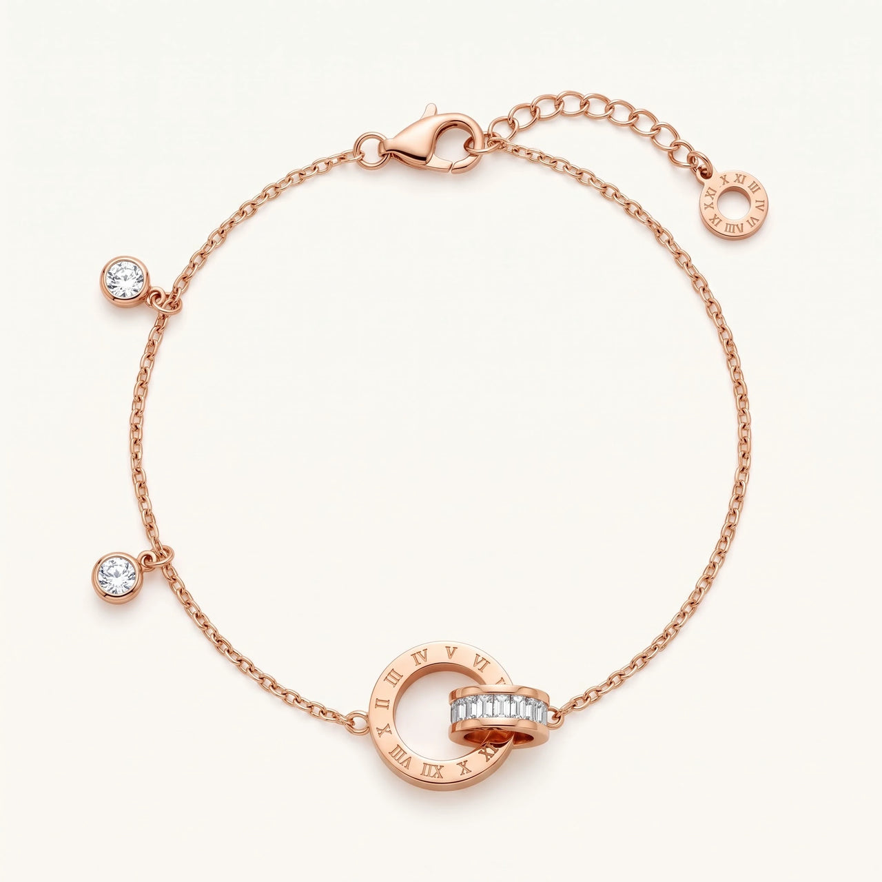 Armband verschlungene ringe — Produktfoto auf weißem Hintergrund, Roségold | SKU: 25535338-rose-gold