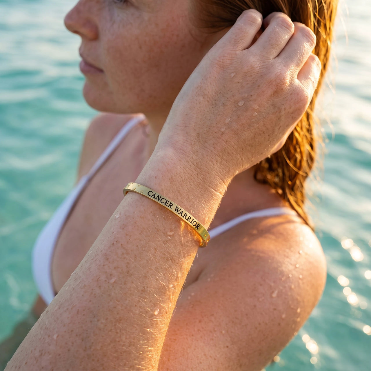 Armband mit spruch — im Wasser getragen, wasserfest, Gold | SKU: 7220397-gold-plated-color