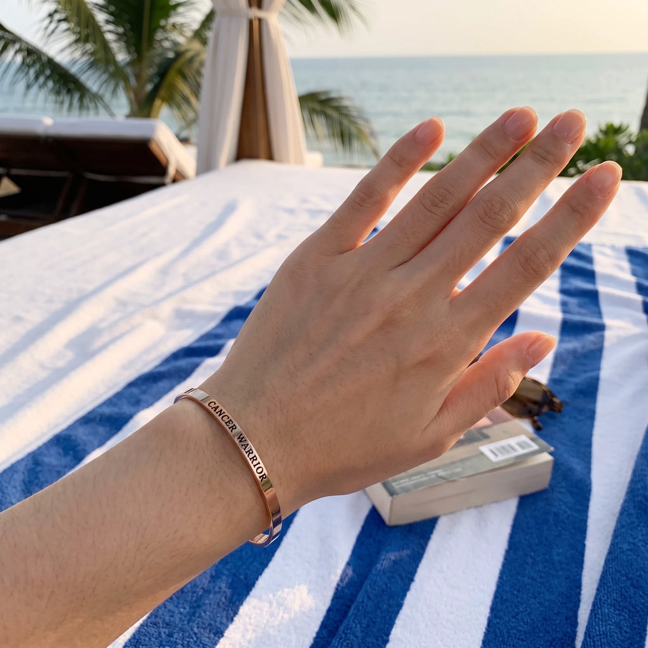 Mutmach armband — getragen, echte Größe, Roségold | SKU: 7220397-rose-gold-plated