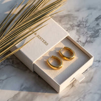 Thumbnail for Chunky Dome Hoops in Gold, in the gift box | SKU: 41005-gold