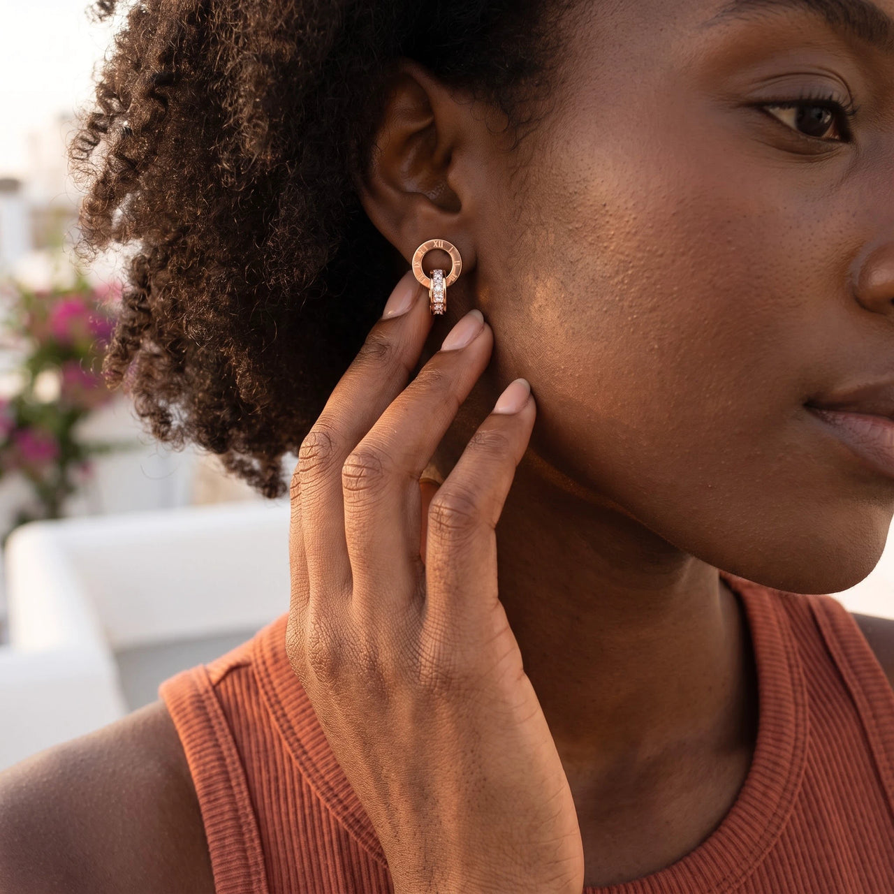 Ohrringe roségold — getragen im Alltag, Roségold | SKU: 11137578-rose-gold