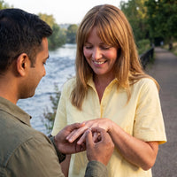 Thumbnail for Proposal moment, he slips the Engagement Ring with Crystals in rose gold onto her finger | SKU: 25535390-5-rose-gold