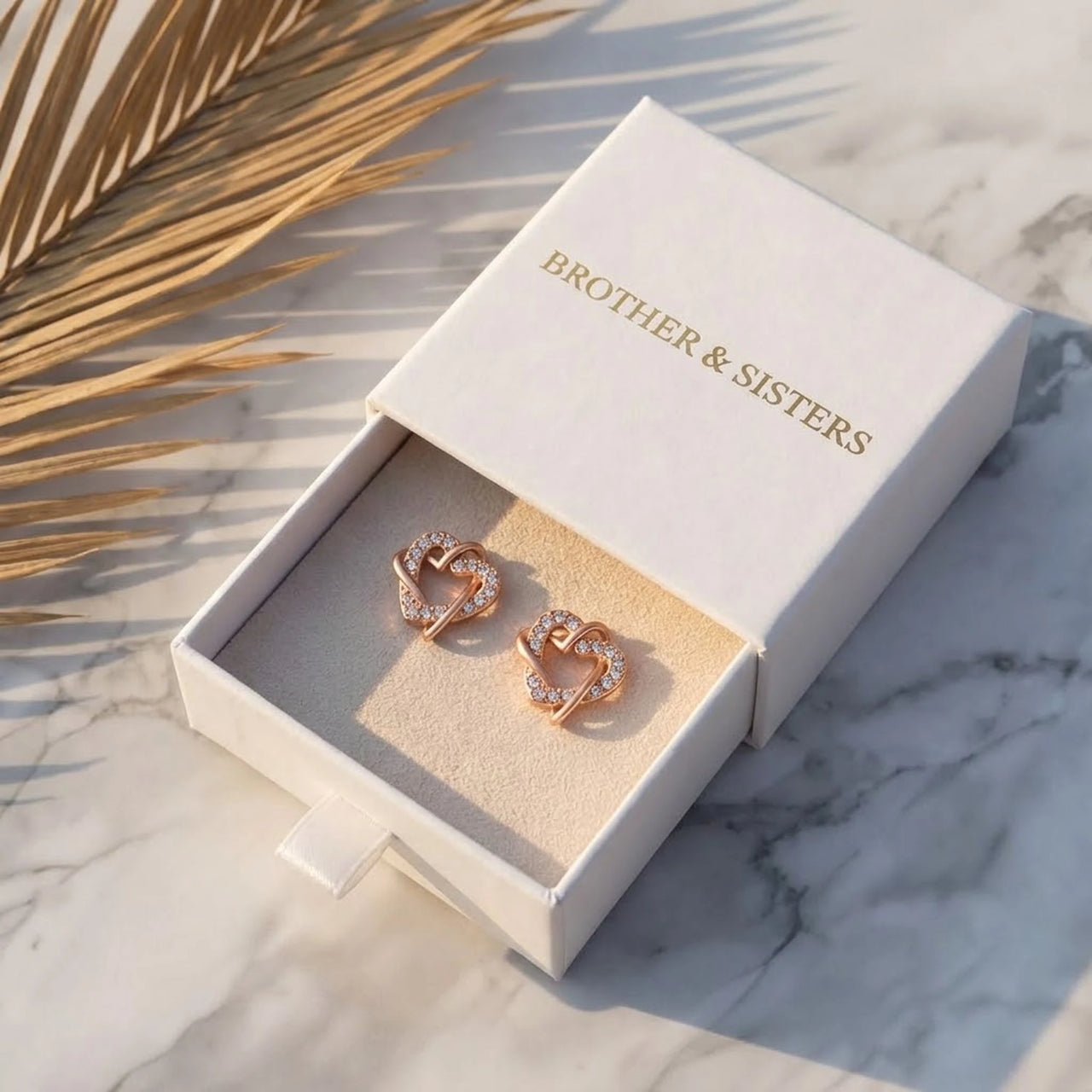 Herz ohrstecker — in der Geschenkbox, Roségold | SKU: 419593-rose-gold