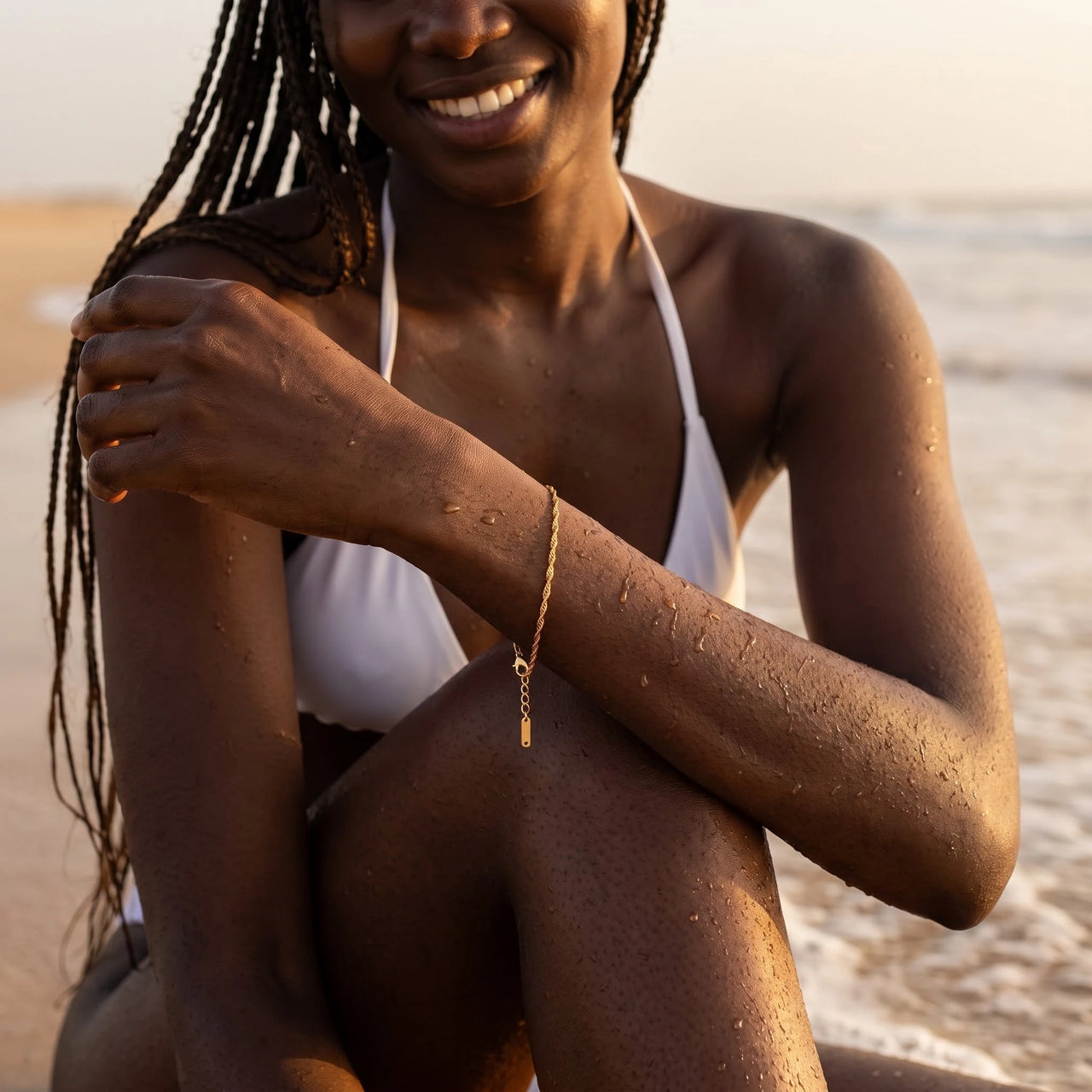 Goldarmband damen — im Wasser getragen, wasserfest, Gold | SKU: lafinesse