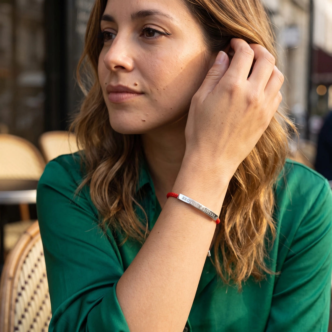 Kordelarmband — getragen im Alltag, Silber | SKU: lamour-wg