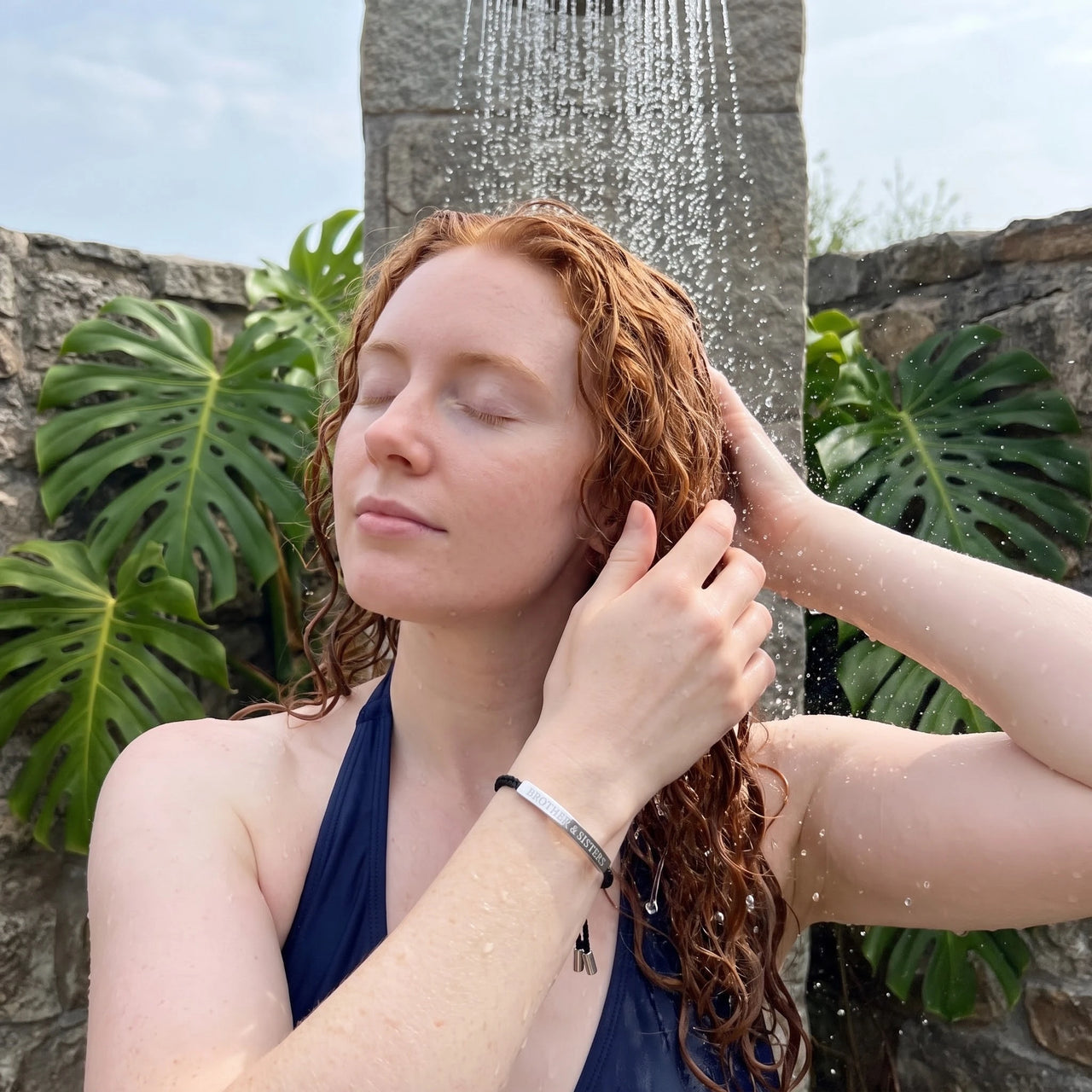 Armband schwarz — unter der Dusche getragen, wasserfest, Silber | SKU: lecaviar-wg
