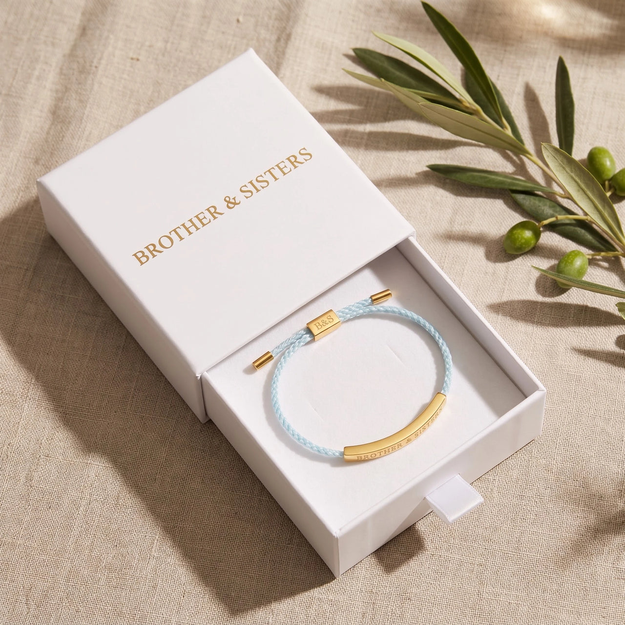 Armband hellblau — in der Geschenkbox, Gold | SKU: leciel-g