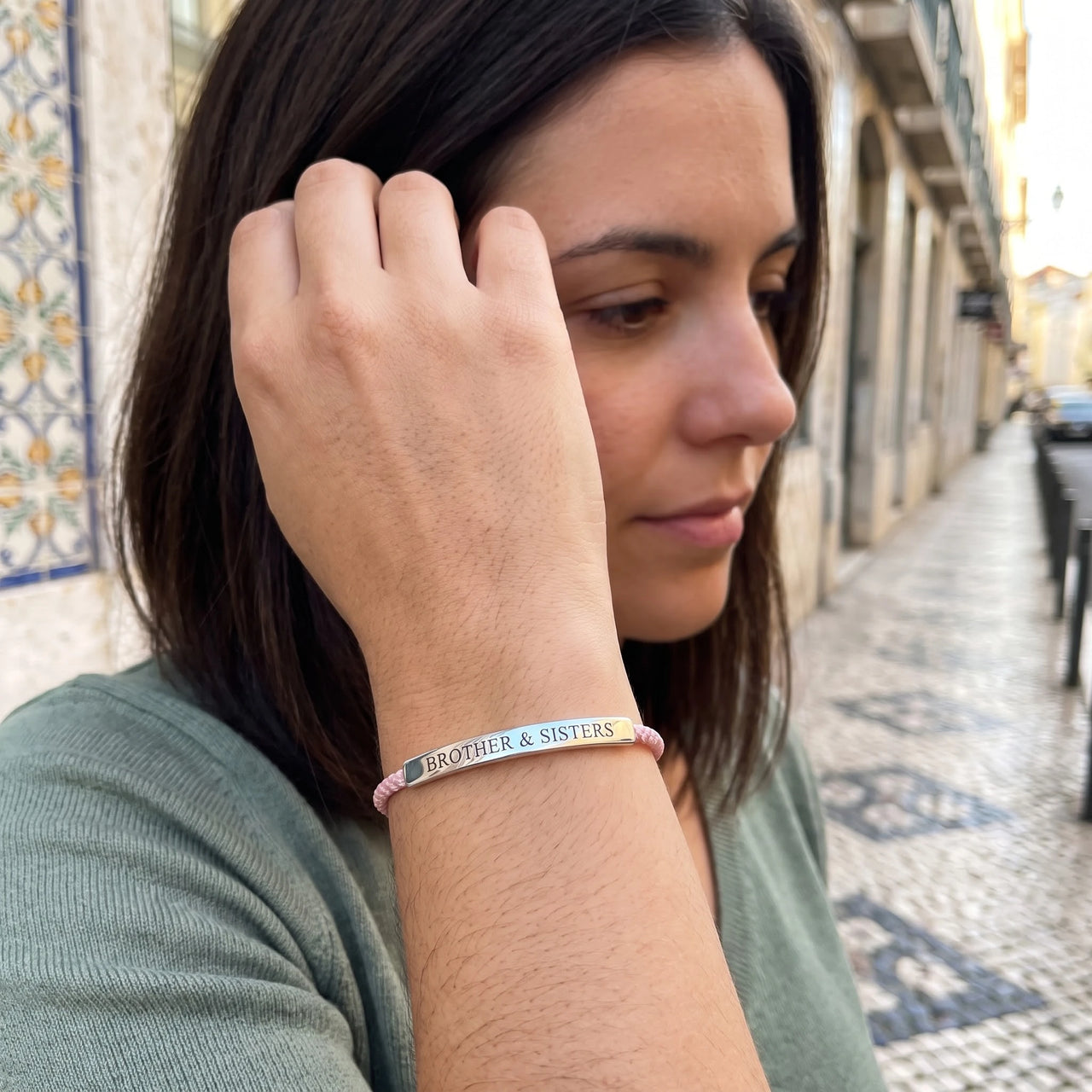 Stoffarmband — getragen im Alltag, Silber | SKU: lecorail-wg