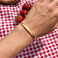 Thumbnail for Stoffarmband — getragen, echte Größe, Gold | SKU: lemauve-g