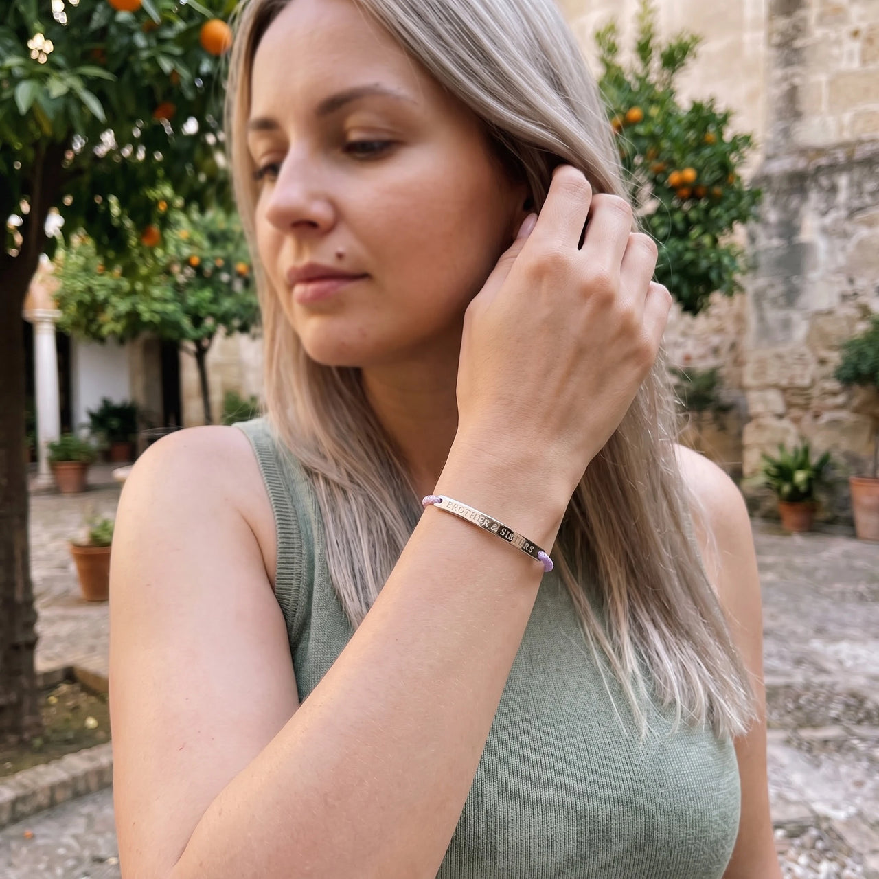 Geflochtenes armband — getragen im Alltag, Silber | SKU: lemauve-wg