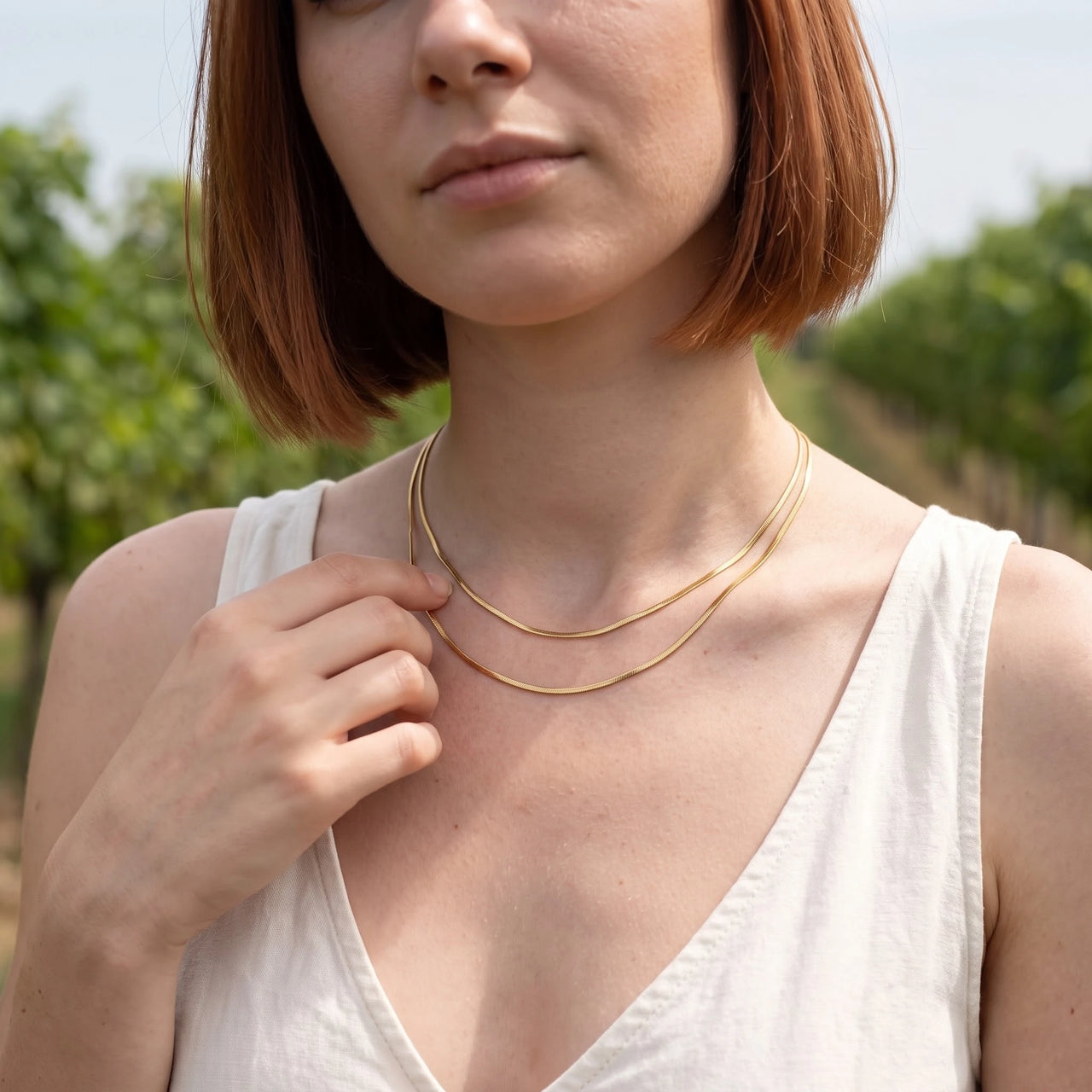 Goldkette damen — getragen im Alltag, Gold | SKU: lesimplenecklace
