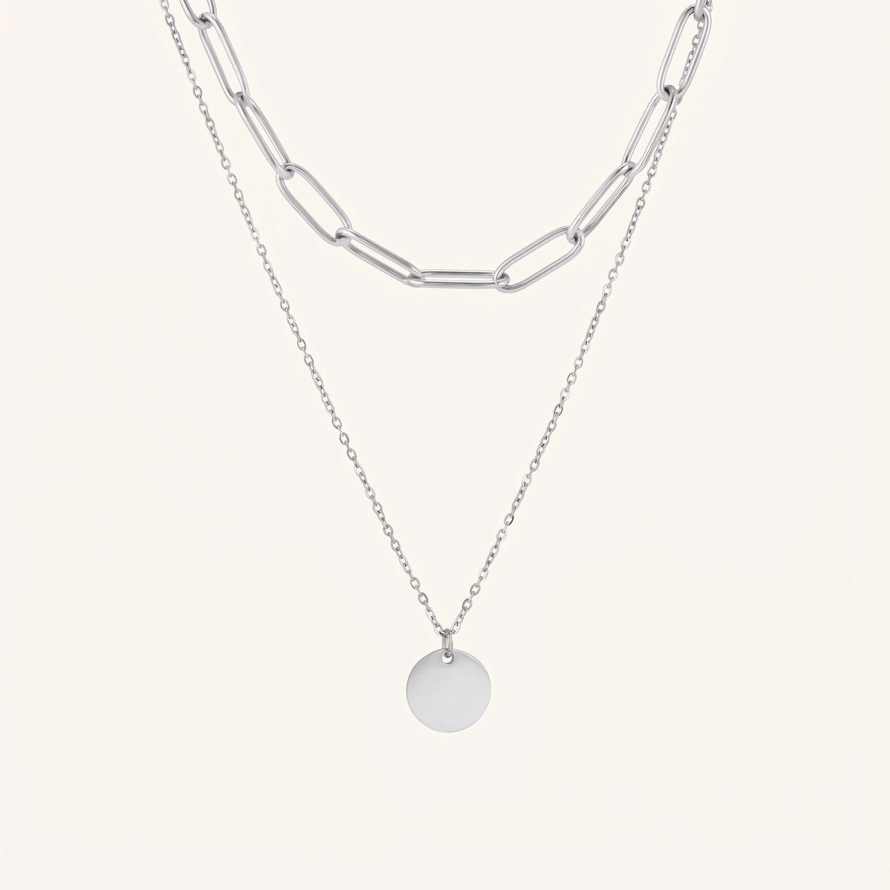 Layering kette — Produktfoto auf weißem Hintergrund, Silber | SKU: le-tendance-wg