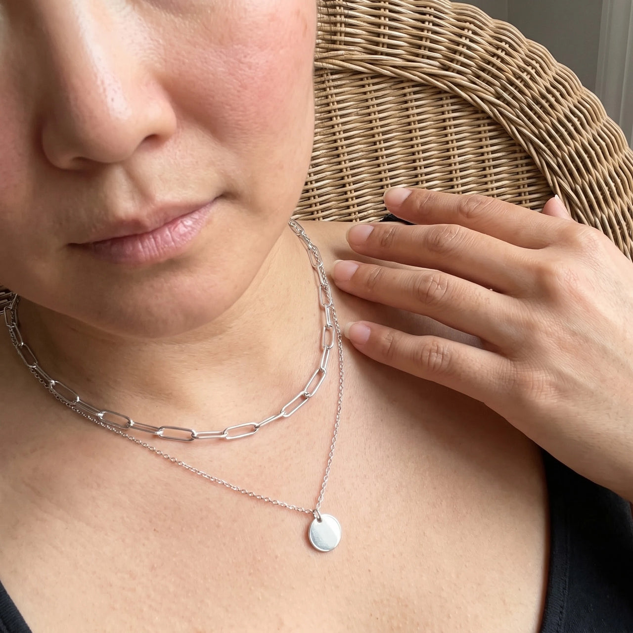 Mehrreihige kette — getragen, echte Größe, Silber | SKU: le-tendance-wg