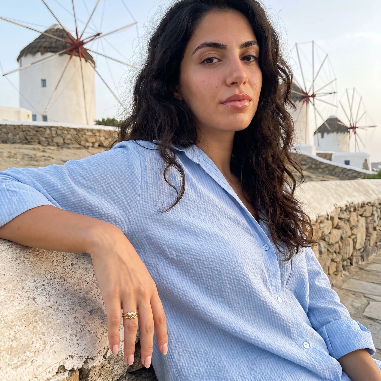 Goldring damen — getragen auf einer Reise, Gold | SKU: lezigzag