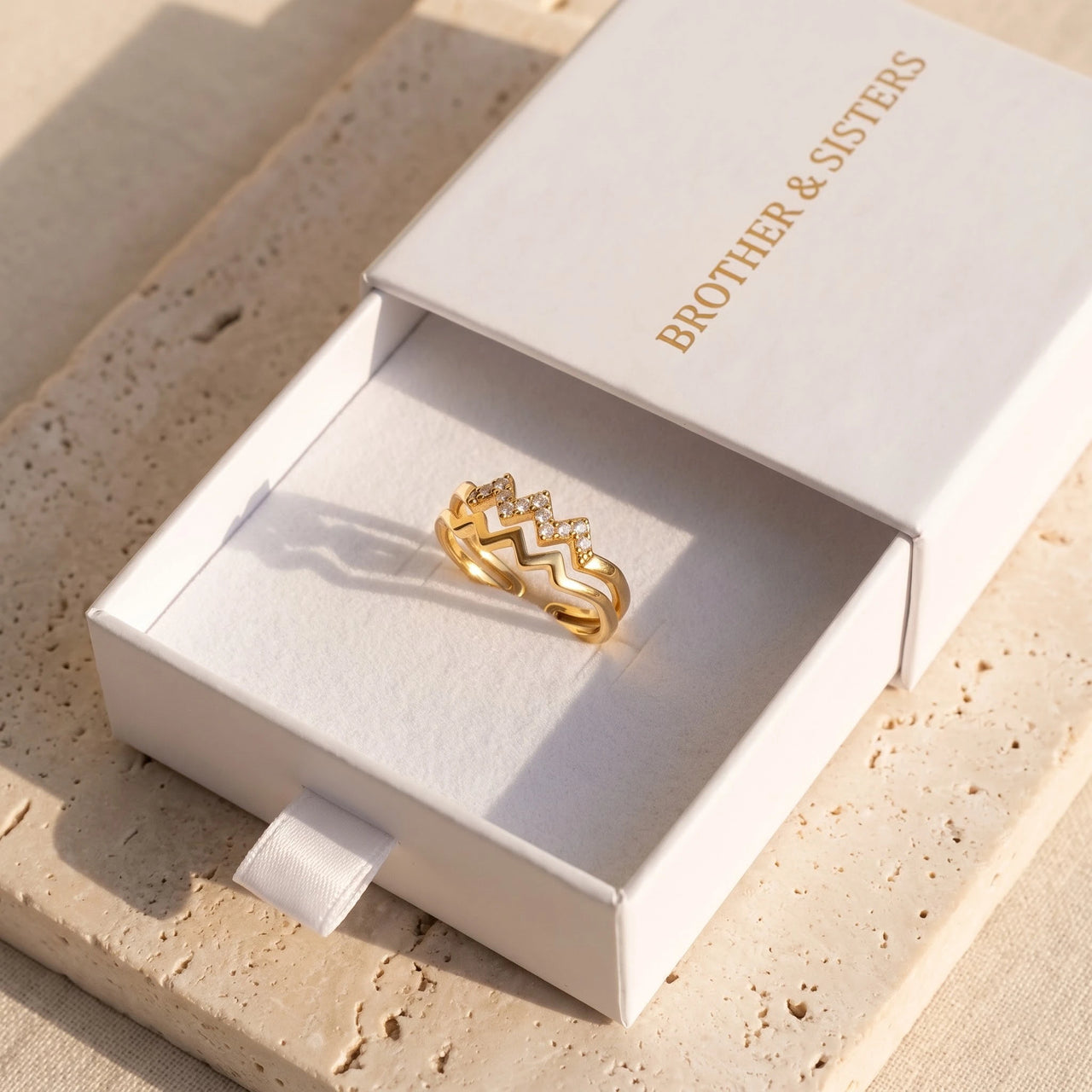 Ring verstellbar — in der Geschenkbox, Gold | SKU: lezigzag