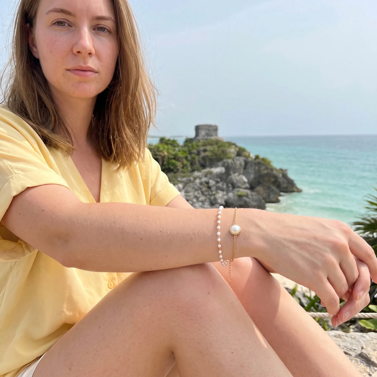 Goldarmband damen — getragen auf einer Reise, Gold | SKU: l-epure