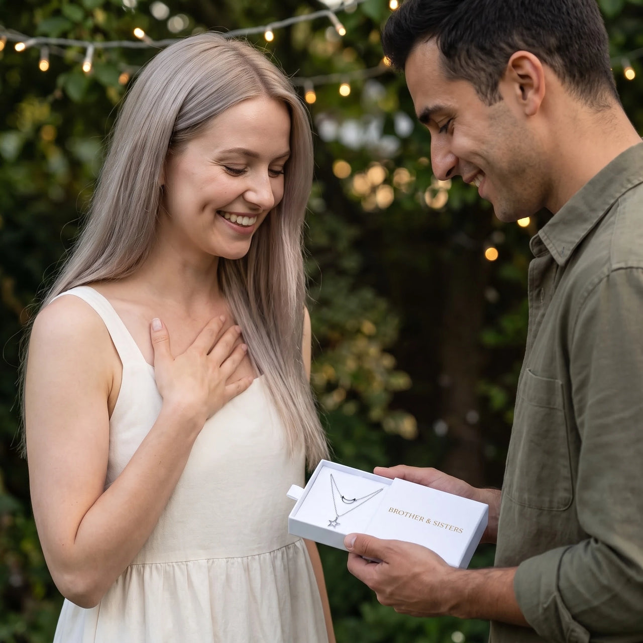 Mond kette — als Geschenk überreicht, Silber | SKU: letoile-wg