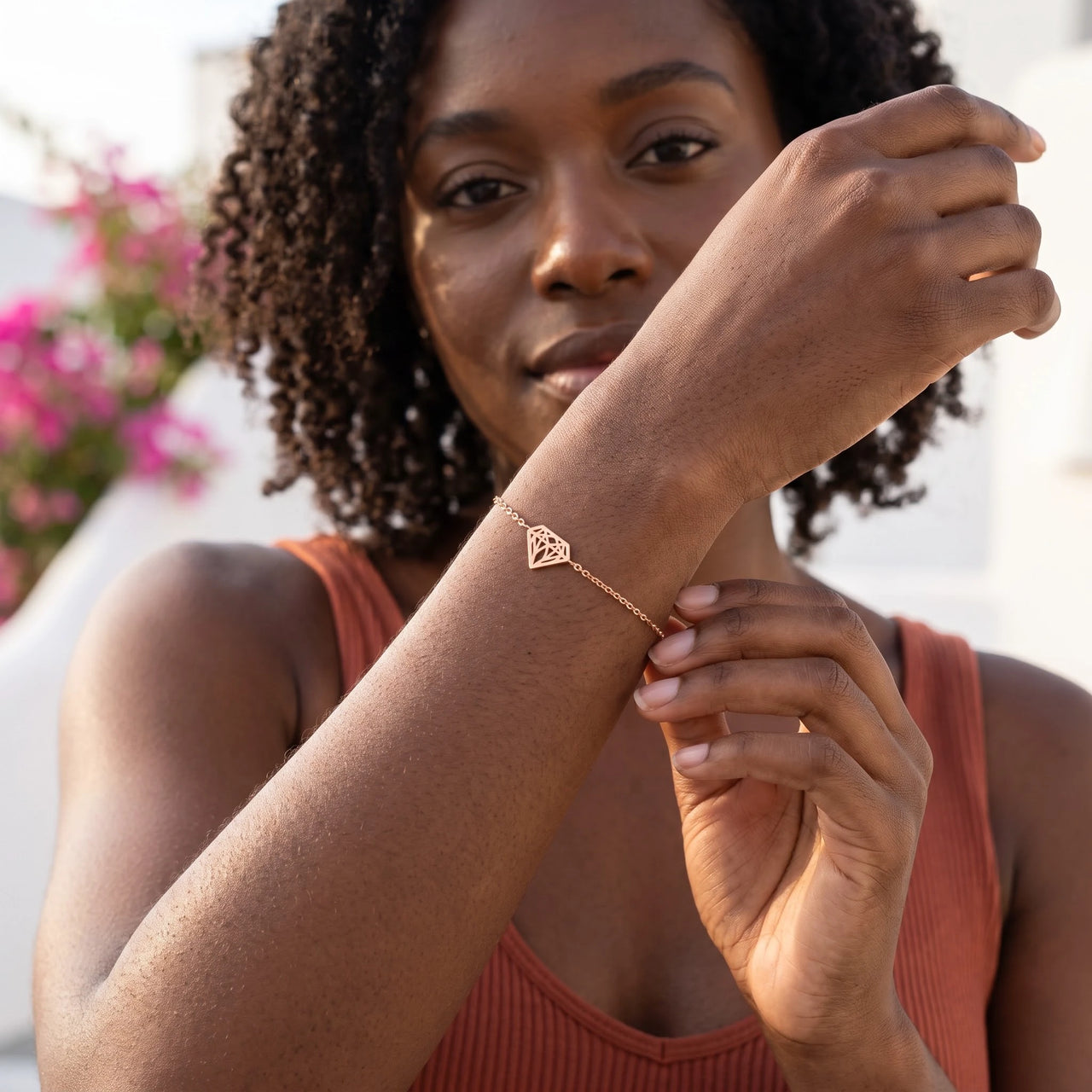 Armband edelstahl damen — getragen im Alltag, Roségold | SKU: 11662607-rose-gold
