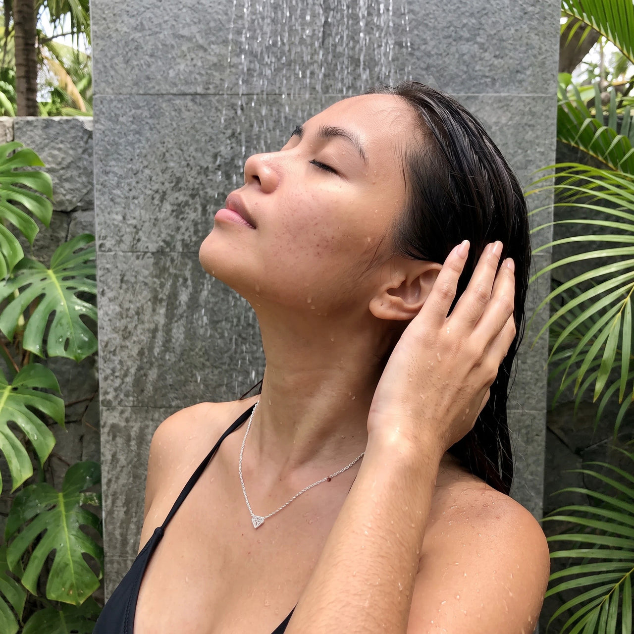 Kette mit anhänger damen — unter der Dusche getragen, wasserfest, Silber | SKU: 12791388-white-gold