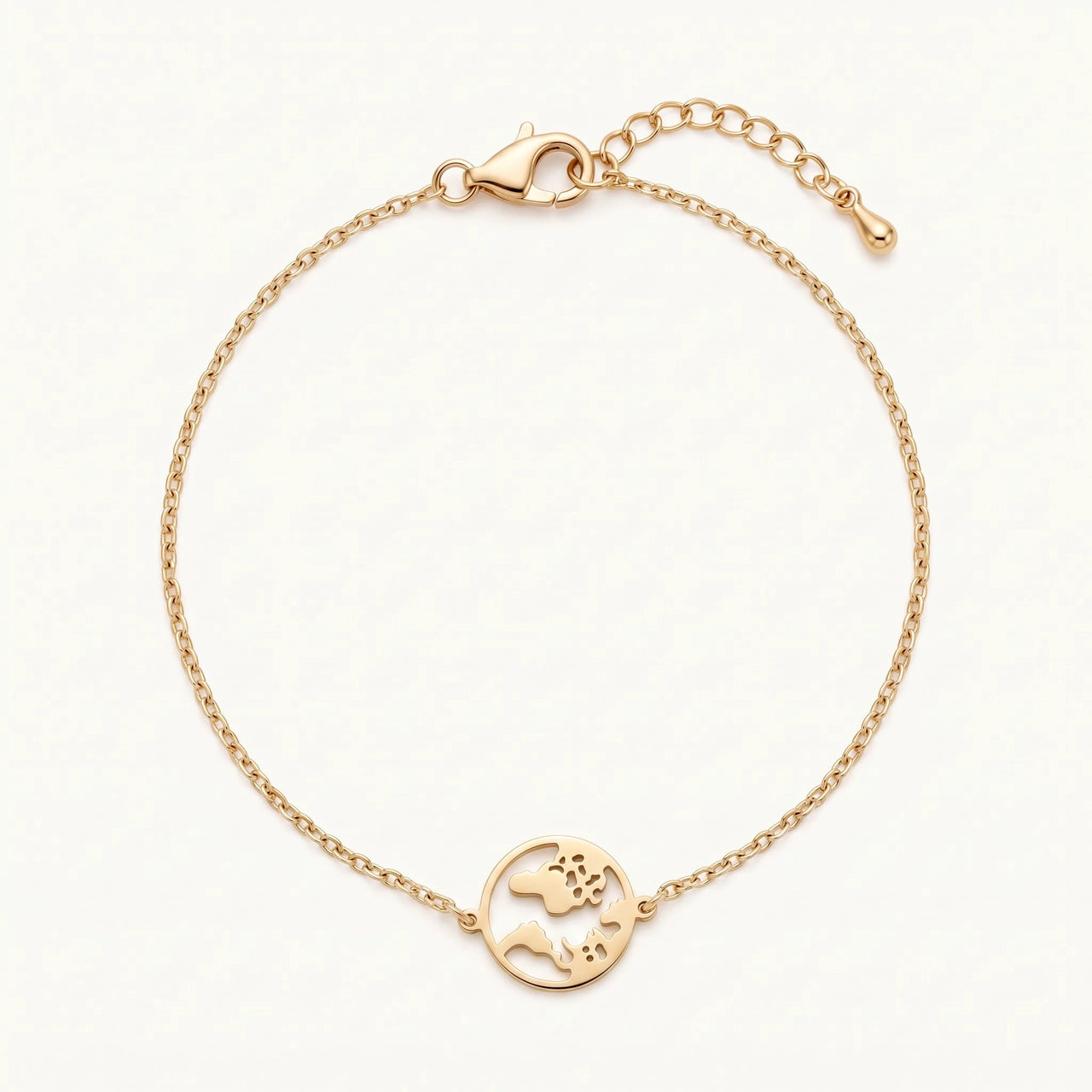 Armband weltkarte — Produktfoto auf weißem Hintergrund, Gold | SKU: 22665062-gold