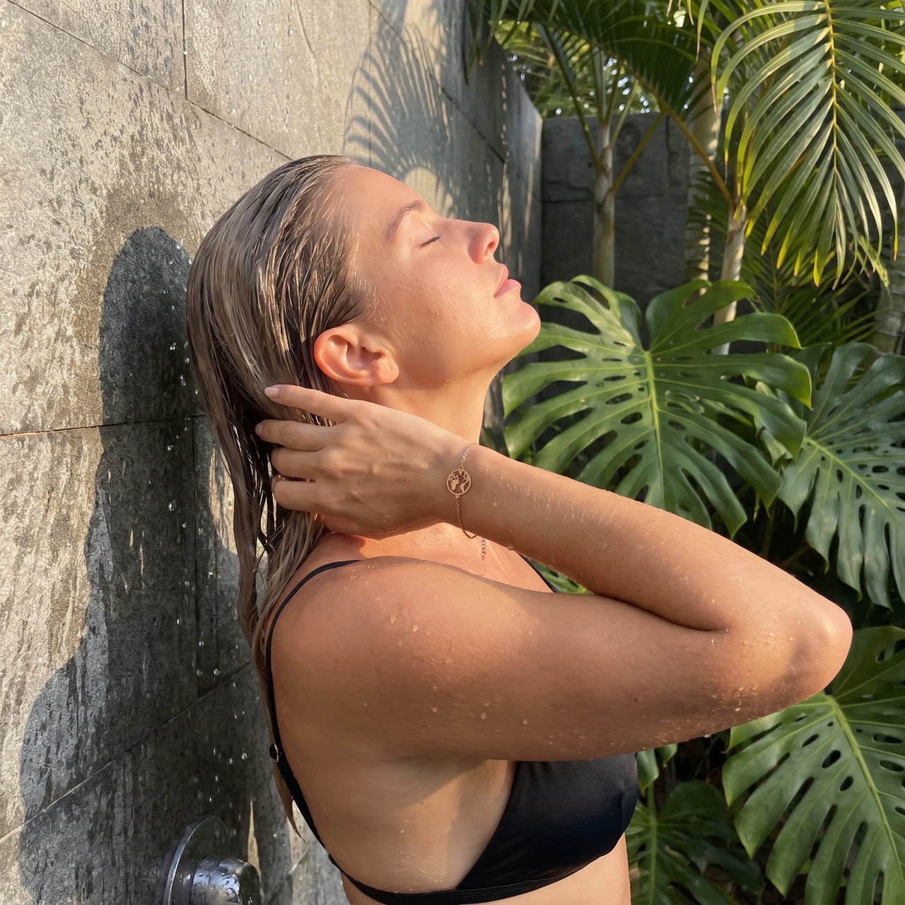 Weltkugel armband — unter der Dusche getragen, wasserfest, Roségold | SKU: 22665062-rose-gold