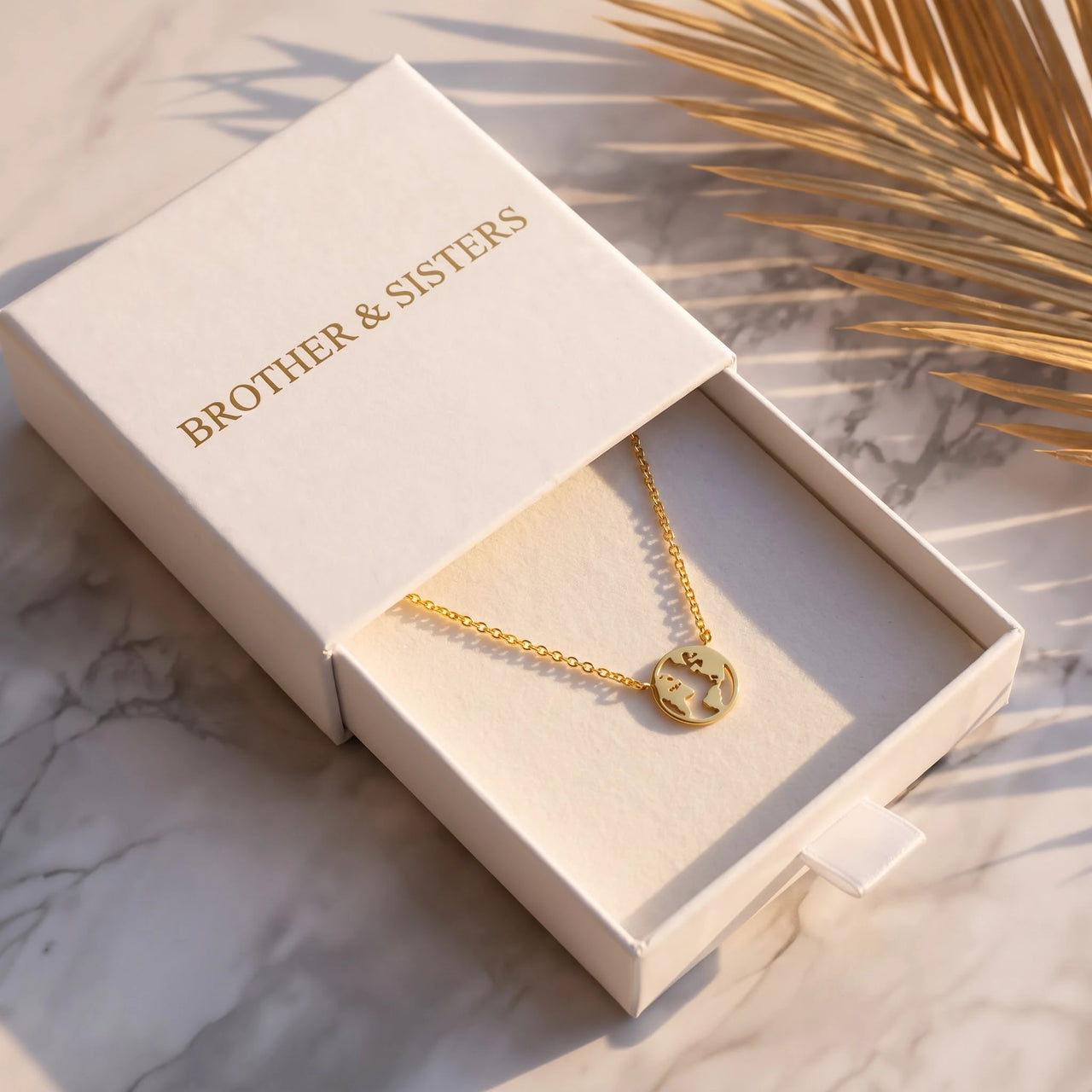 Weltkarte kette — in der Geschenkbox, Gold | SKU: 22173453-gold