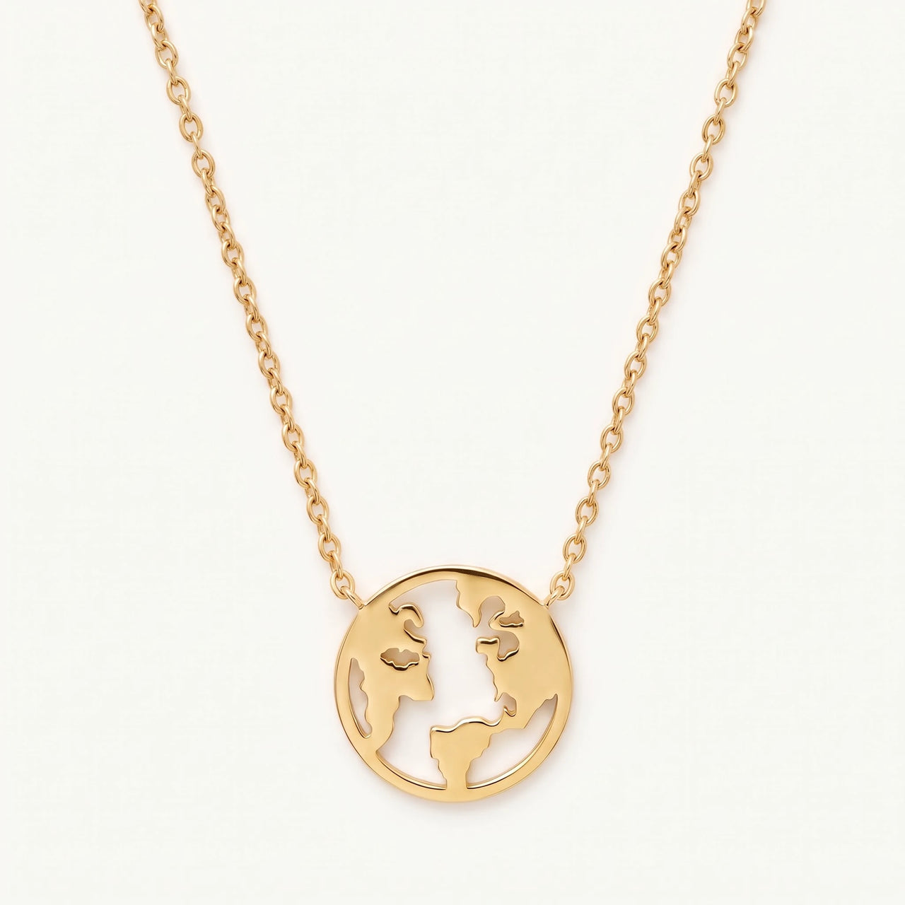 Weltkarte kette — Produktfoto auf weißem Hintergrund, Gold | SKU: 22173453-gold
