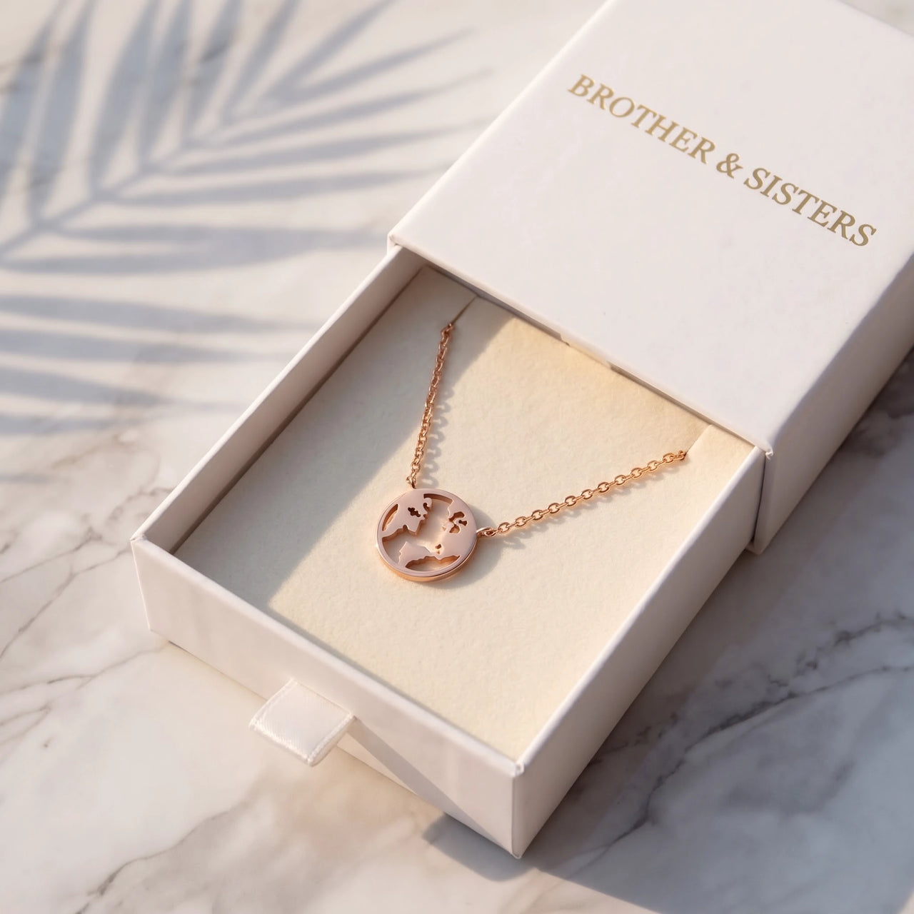 Weltkugel kette — in der Geschenkbox, Roségold | SKU: 22173453-rose-gold
