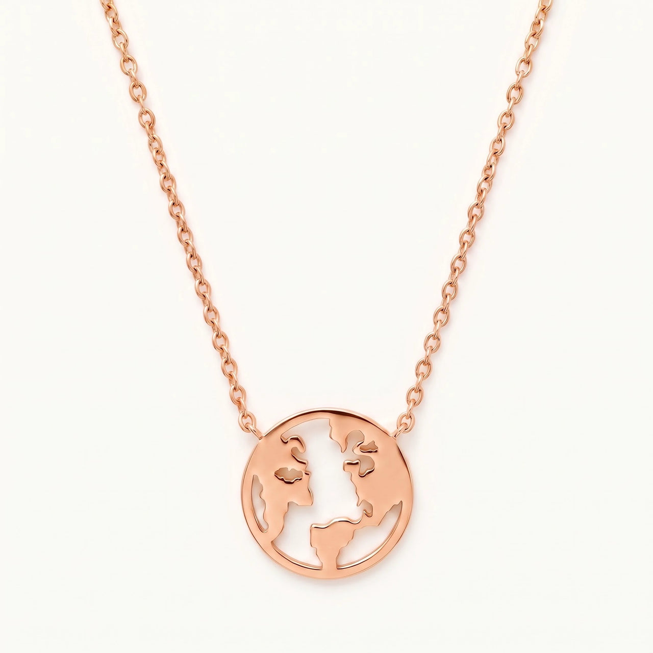 Weltkugel kette — Produktfoto auf weißem Hintergrund, Roségold | SKU: 22173453-rose-gold